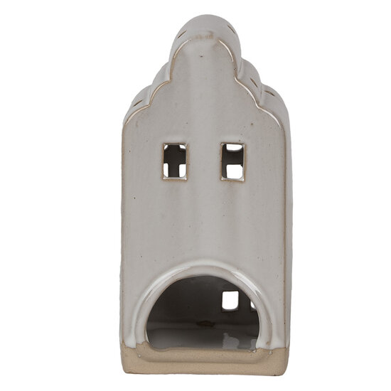 Clayre & Eef | Theelichthouder Kerst Huisje Beige 9x8x18 cm | 6CE1790