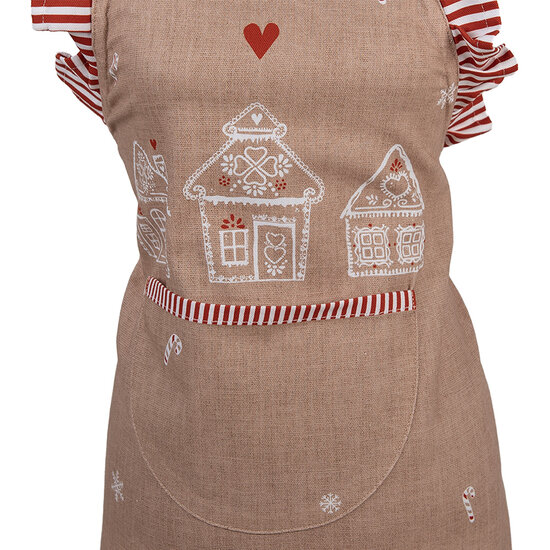 Clayre & Eef | Kinder Keukenschort Bruin Wit 48x56 cm | GBB41K