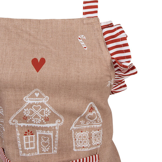 Clayre & Eef | Kinder Keukenschort Bruin Wit 48x56 cm | GBB41K
