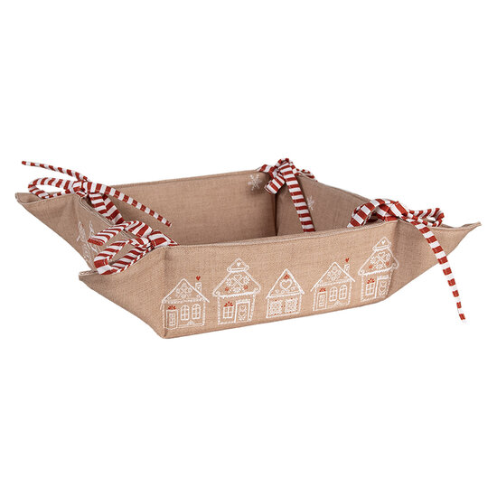 Clayre & Eef | Broodmand Bruin Wit 35x35x8 cm | GBB47