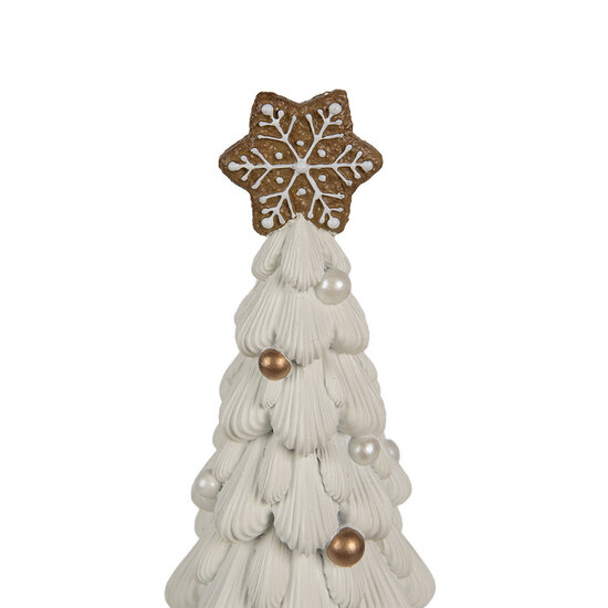 Clayre & Eef | Kerstdecoratie Kerstboom Wit Bruin ø 15x31 cm | 6PR4245