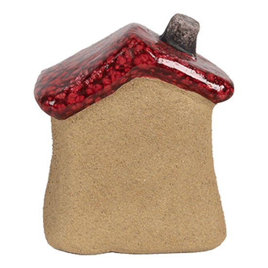 Clayre &amp; Eef   | Decoratie Huisje Bruin Rood 7x6x8 cm | 6CE1778
