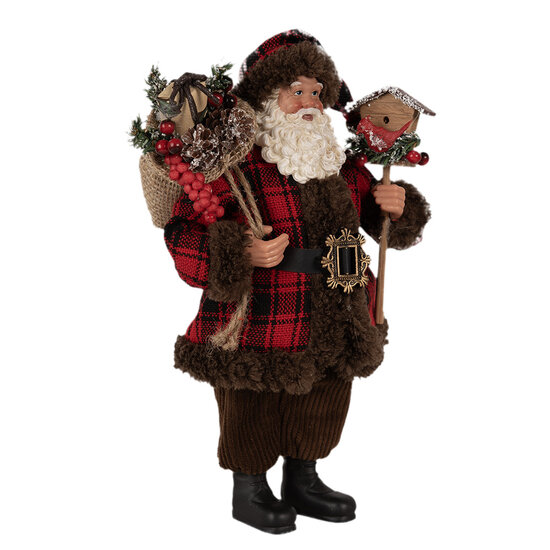 Clayre & Eef | Kerstdecoratie Kerstman Rood Bruin 18x10x27 cm | 65595