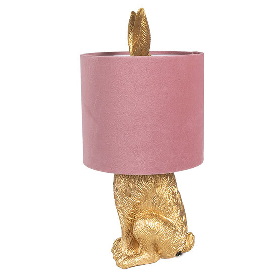 Clayre & Eef | Tafellamp Konijn Goudkleurig Roze ø 20x43 cm E27/max 1x60W | 6LMC0099GOVP