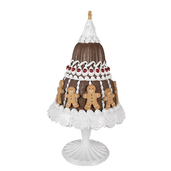 Clayre &amp; Eef   | Decoratie taart Bruin Wit &oslash; 29x52 cm | 6PR4247