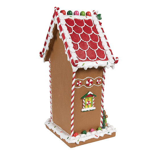 Clayre & Eef | Decoratie Huis Bruin Wit 18x14x31 cm | 6PR4251