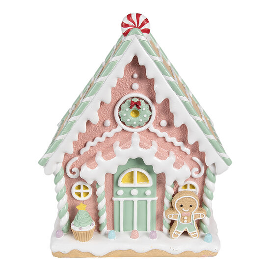 Clayre & Eef | Decoratie Huis Roze Bruin 20x16x25 cm | 6PR4263