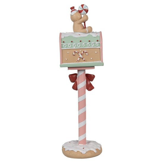 Clayre & Eef | Kerstdecoratie Brievenbus Roze Bruin 11x10x36 cm | 6PR4265