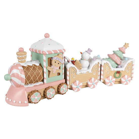 Clayre & Eef | Decoratie Trein Beige Roze 45x12x19 cm | 6PR4266