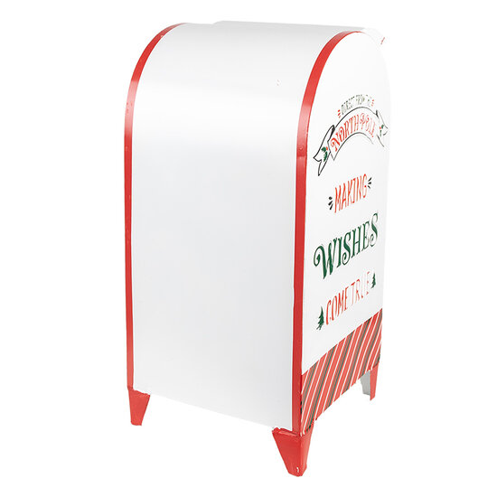 Clayre & Eef | Brievenbus Muur Wit Rood 20x20x41 cm | 6Y5676