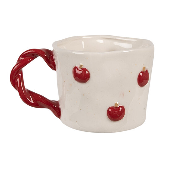 Clayre & Eef | Mok Beige Rood 13x9x7 cm / 200 ml | 6CEMU0150