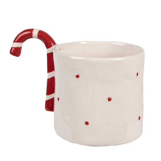 Clayre & Eef | Mok Beige Rood 14x9x10 cm / 325 ml | 6CEMU0153