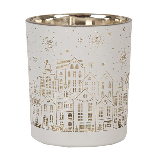 Clayre & Eef | Waxinelichthouder set van 3 Wit ø 7x8 / ø 9x10 / ø 10x12 cm | 6GL4657