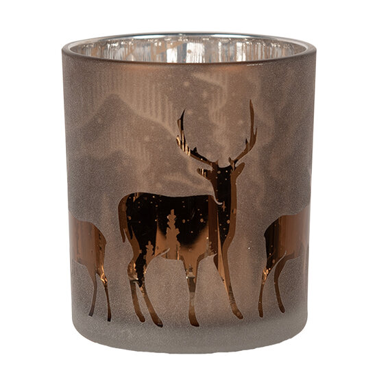 Clayre &amp; Eef   | Waxinelichthouder Bruin &oslash; 7x8 cm | 6GL4660