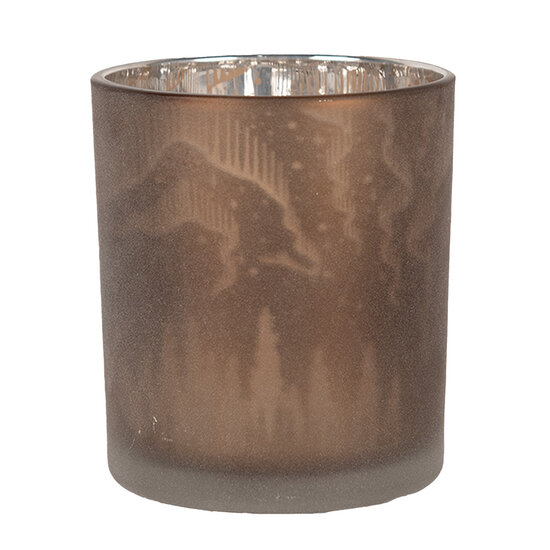 Clayre &amp; Eef   | Waxinelichthouder Bruin &oslash; 7x8 cm | 6GL4660