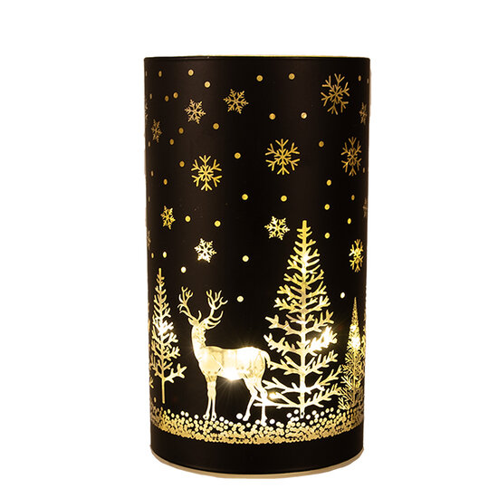 Clayre & Eef | Waxinelichthouder Zwart LED ø 8x12 cm / 3xAA | 6GL4667