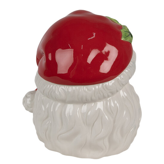 Clayre & Eef | Voorraadpot met deksel Kerstman Wit Rood 19x18x22 cm | 6CE1847