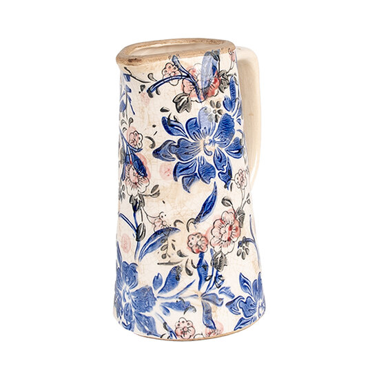 Clayre & Eef | Decoratieve Schenkkan Beige Blauw 16x11x20 cm | 6CE1923M