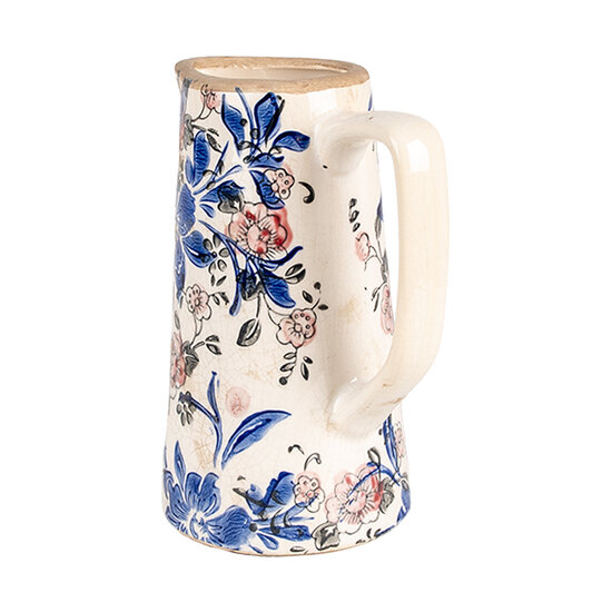 Clayre & Eef | Decoratieve Schenkkan Beige Blauw 16x11x20 cm | 6CE1923M
