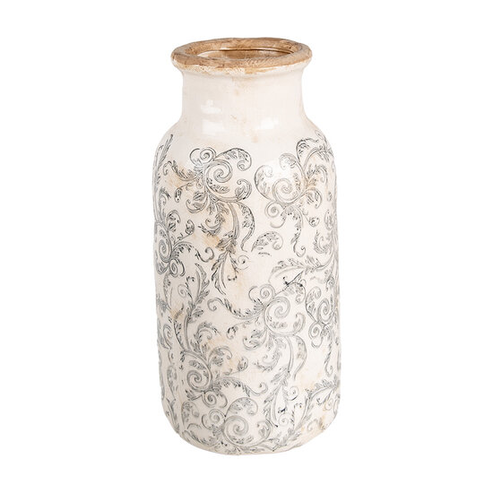 Clayre &amp; Eef   | Vaas Beige Grijs &oslash; 15x32 cm | 6CE1927L