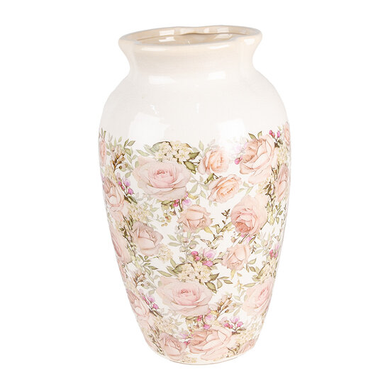 Clayre & Eef | Vaas Beige Roze ø 21x37 cm | 6CE1940L