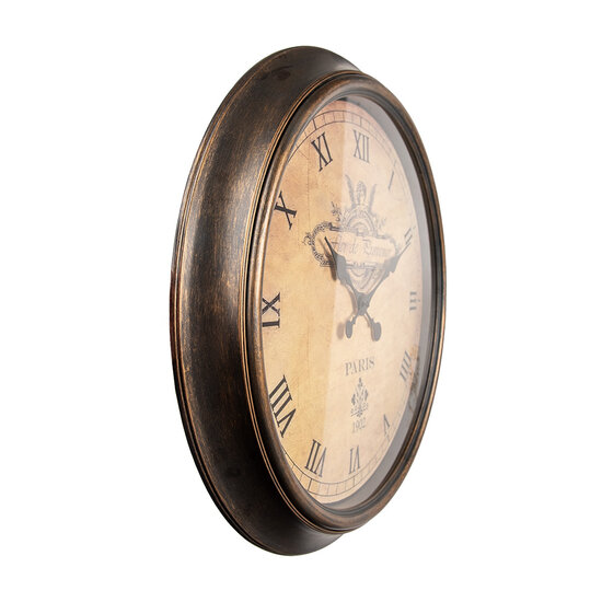 Clayre & Eef | Wandklok Bruin Beige ø 55x5 cm / 1xAA | 6KL0825