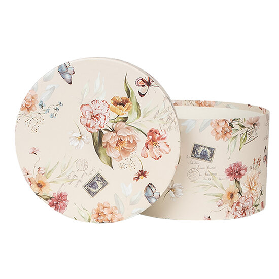 Clayre &amp; Eef   | Hoedendoos Set van 3 Beige &oslash; 24x16 / &oslash; 22x15 / &oslash; 21x13 cm | 66005