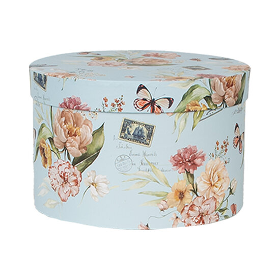Clayre & Eef | Hoedendoos Set van 3 Blauw ø 24x16 / ø 22x15 / ø 21x13 cm | 66006