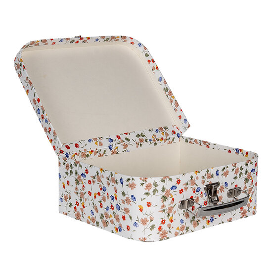 Clayre & Eef | Decoratie koffer Set van 3 Wit 30x22x9/25x20x9/20x17x8 cm | 66012