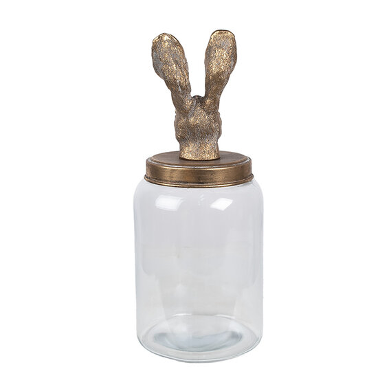 Clayre & Eef | Voorraadpot Deksel Transparant Goudkleurig ø 16x39 cm | 6GL4953