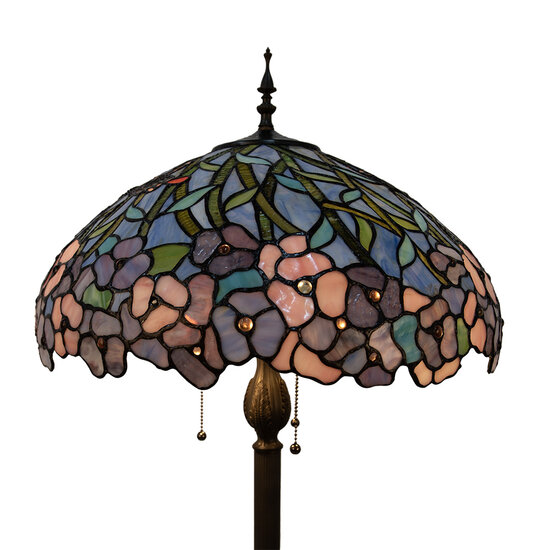 Clayre & Eef | Tiffany Vloerlamp Beige, Roze ø 51x165 cm E27/max 3x60W | 5LL-5453