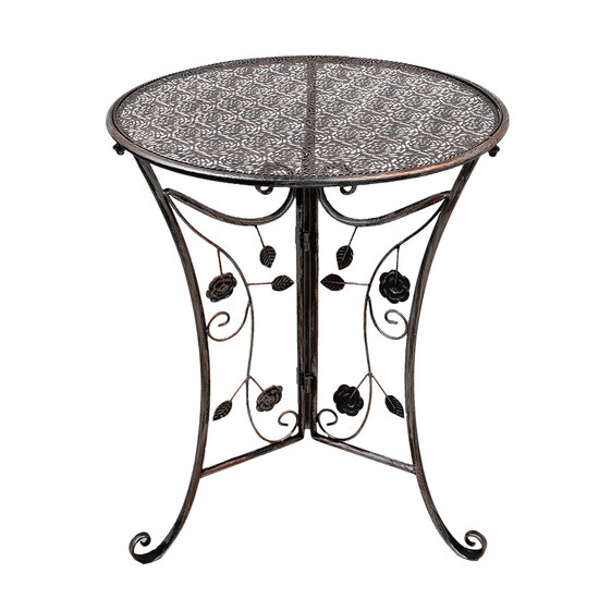 Clayre & Eef | Bistroset Bistrotafel Bistrostoel 3-delig Bruin ø 60x70 / 40x40x94 cm (2) | 5Y1273
