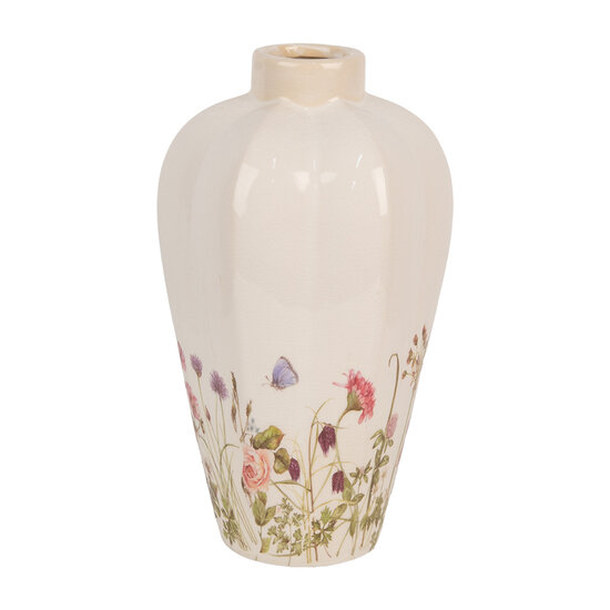 Clayre &amp; Eef   | Vaas Beige Roze &oslash; 17x30 cm | 6CE1938S
