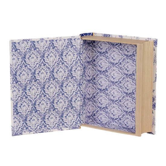 Clayre &amp; Eef   | Doos in boekvorm Wit Blauw 17x14x5 cm | 66014