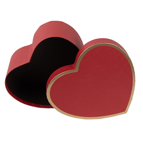 Clayre & Eef | Doos hartvorm (3) Rood 21x20x9/18x17x7/15x14x6 cm | 66026