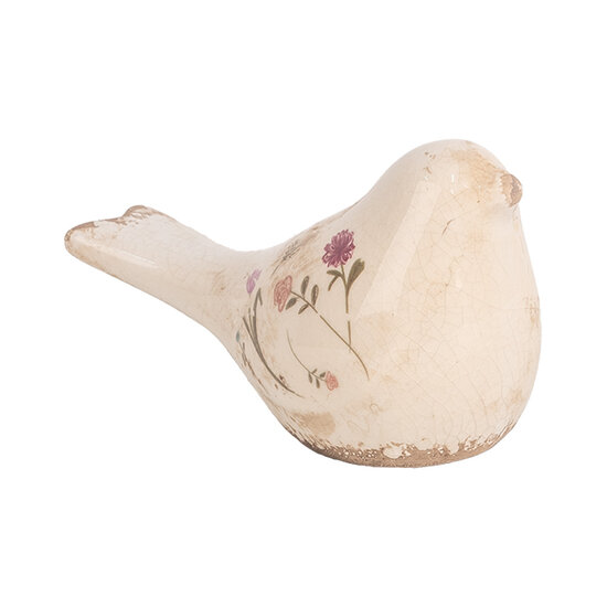 Clayre &amp; Eef   | Decoratie beeld Vogel Roze Beige 16x7x9 cm | 6CE1952S