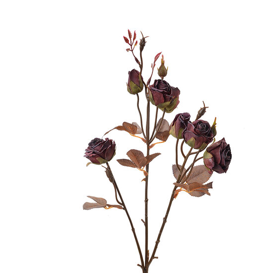 Clayre & Eef | Decoratie tak met bloemen Rood Bruin 16x9x73 cm | 6PL0330R