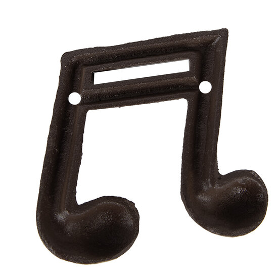 Clayre & Eef | Wandkapstok Muzieknoot Bruin 10x3x9 cm | 6Y5652