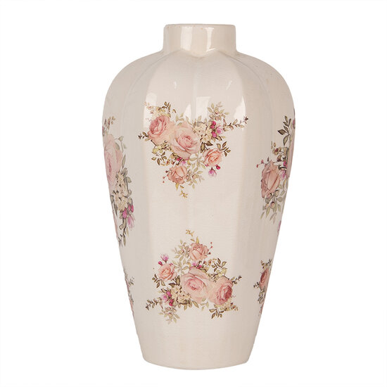 Clayre & Eef | Vaas Beige Roze ø 21x34 cm | 6CE1963M