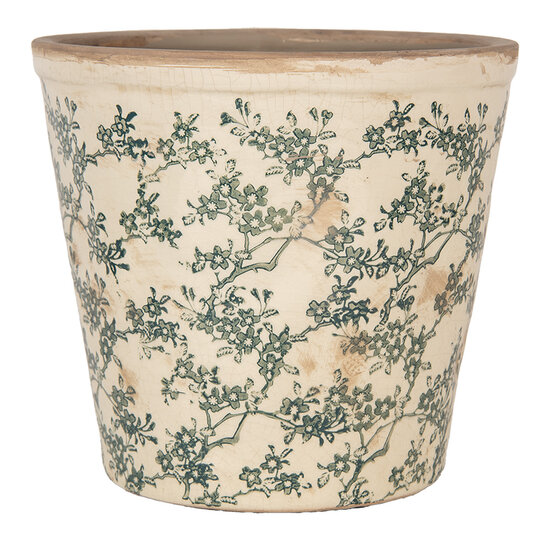 Clayre & Eef | Bloempot Binnen Beige Groen ø 21x20 cm | 6CE1976L