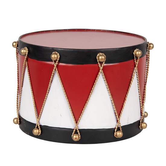 Clayre & Eef | Decoratie Trommel Rood wit 27x27x17 cm | 6Y5631