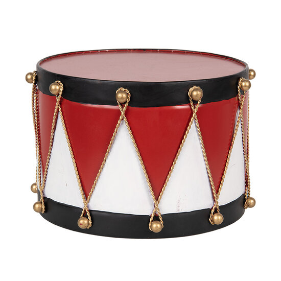 Clayre & Eef | Decoratie Trommel Rood wit 27x27x17 cm | 6Y5631