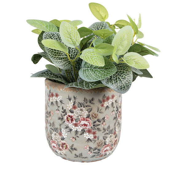 Clayre & Eef | Bloempot Binnen Grijs Roze ø 17x16 cm | 6CE1966L