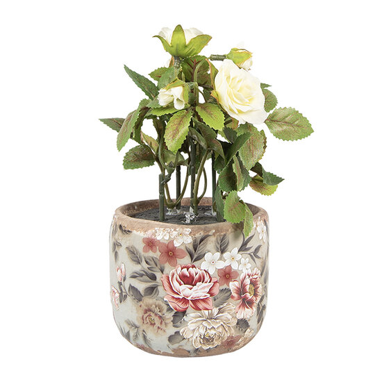 Clayre & Eef | Bloempot Binnen Grijs Roze ø 10x9 cm | 6CE1966S