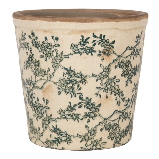 Clayre & Eef | Bloempot Binnen Beige Groen ø 17x16 cm | 6CE1976M