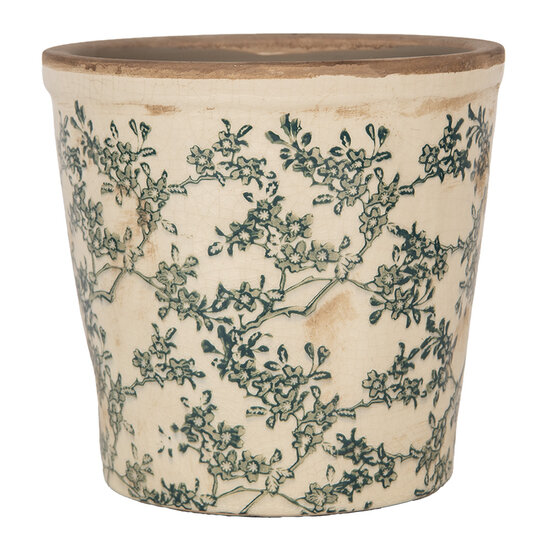 Clayre & Eef | Bloempot Binnen Beige Groen ø 17x16 cm | 6CE1976M