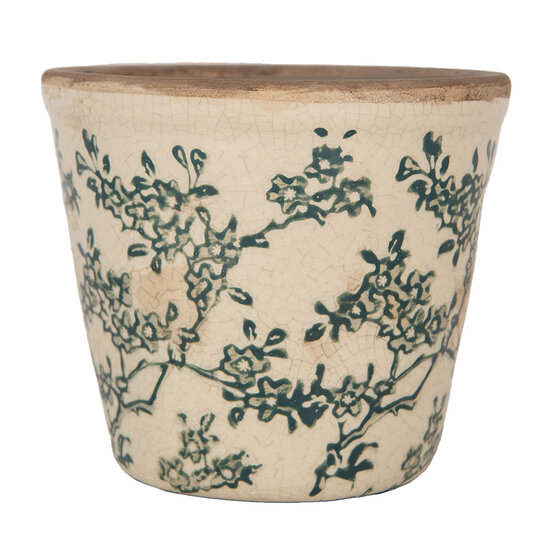Clayre &amp; Eef   | Bloempot Binnen Beige Groen &oslash; 12x11 cm | 6CE1976S