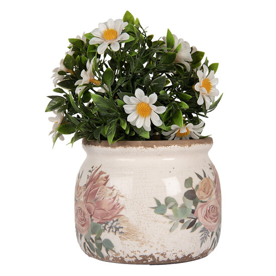 Clayre &amp; Eef   | Bloempot Binnen Beige Roze &oslash; 12x10 cm | 6CE1978S