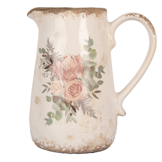 Clayre &amp; Eef   | Decoratieve Schenkkan Beige Roze 17x12x18 cm | 6CE1979M
