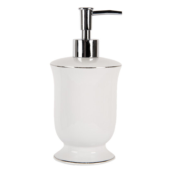 Clayre & Eef | Zeepdispenser Wit ø 9x20 cm / 350 ml | 6CE1997